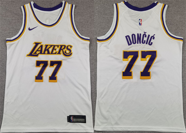Youth Los Angeles Lakers #77 Luka Dončić White 2025 Association Edition Stitched Basketball Jersey